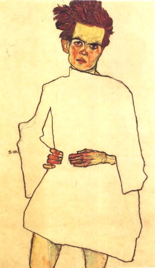 Schiele_-_Selbstbildnis_mit_Hemd_-_1910