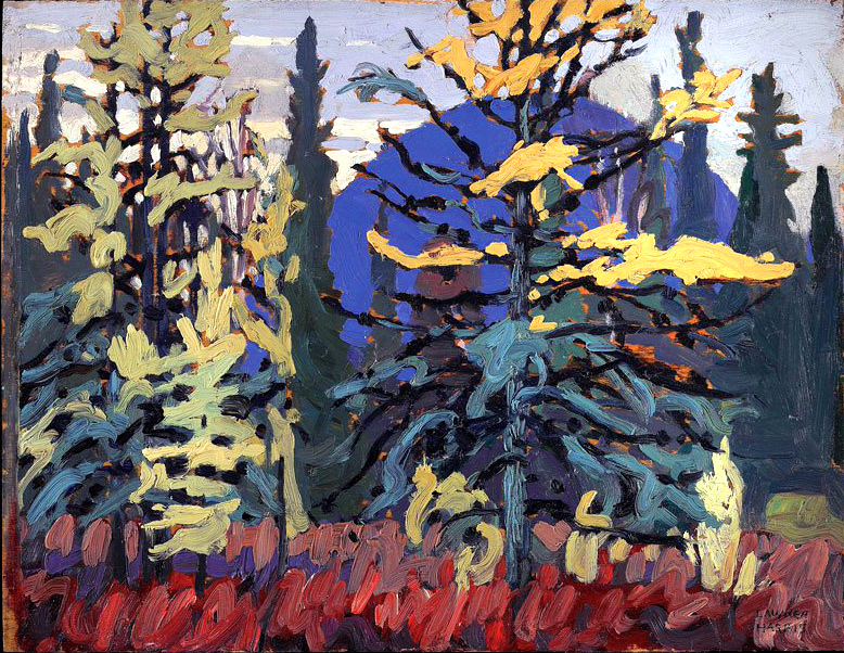 L. Harris, Larici e montagna blu.