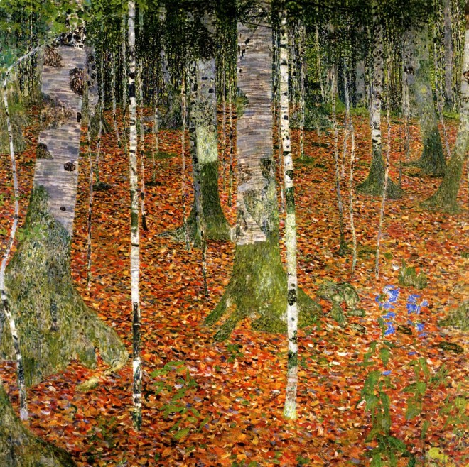 Gustav Klimt, fattoria con alberi di betulle.