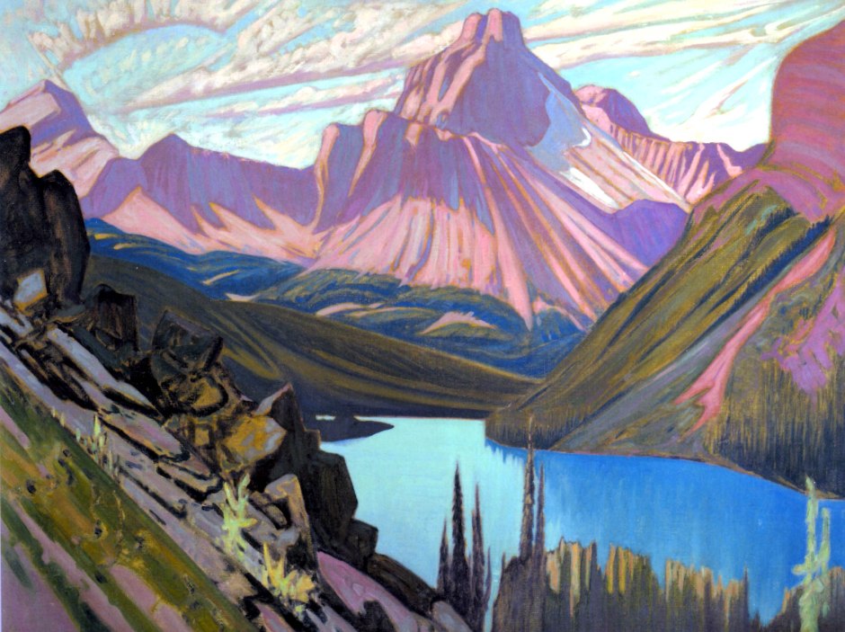 Lake O'Hara and Cathedral Mountain by the Group of Seven painter J. E. H. MacDonald