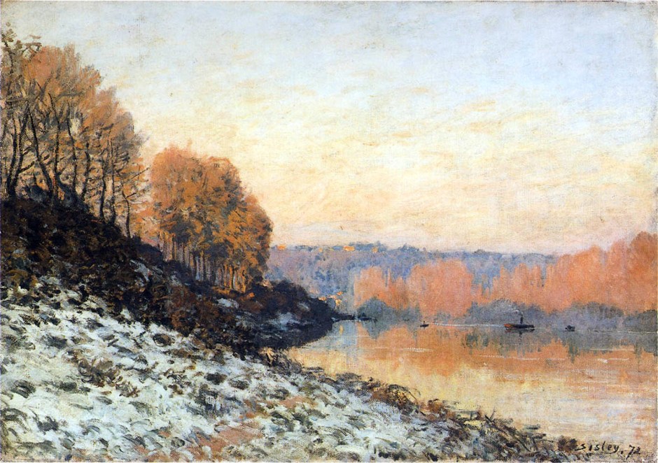 alfred-sisley-the-seine-at-bougival-in-winter-1872
