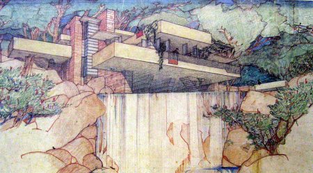 Frank Lloyd Wright, Prospettiva di Casa Kaufmann.