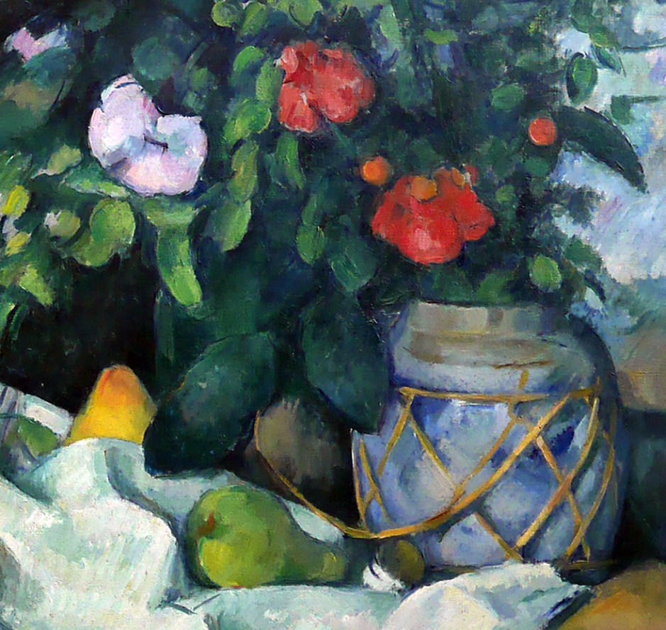 05_Paul Cézanne, natura morta con fiori e frutta, 1890-part