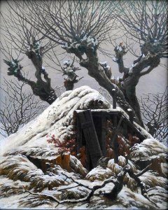 Caspar David Friedrich, Capanno coperto di neve,1827Caspar David Friedrich, Capanno coperto di neve,1827