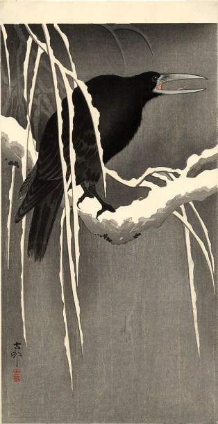 ohara koson - crow on the snowy branch