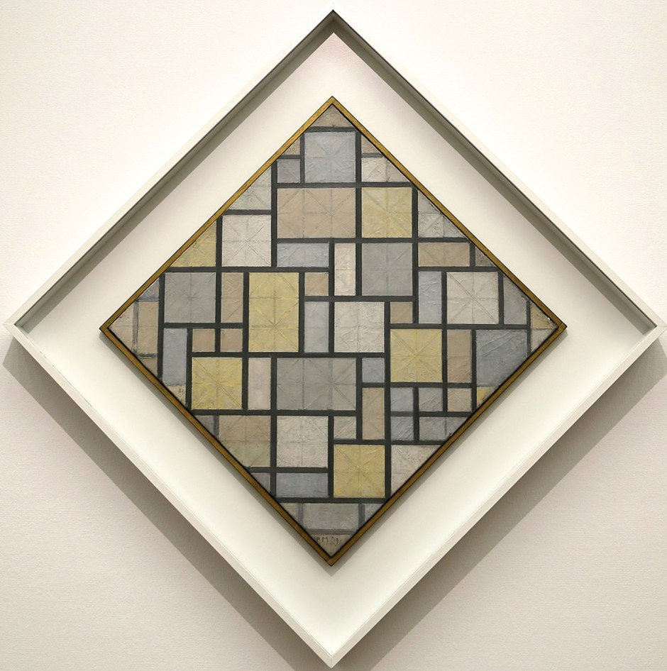 Piet Mondrian, Composizione con griglia 5, composizione a losanga con colori, 1919