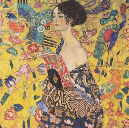 Gustav Klimt ritratto donna ventaglio