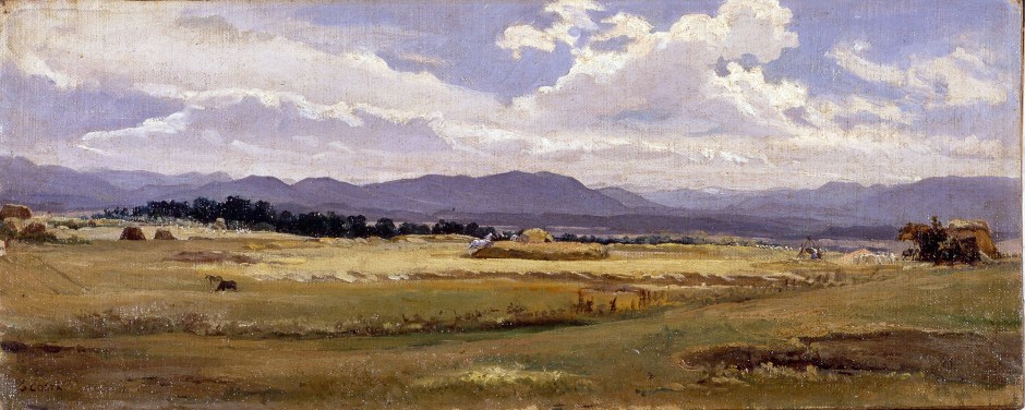 nino costa, trebbiatura nella campagna romana, 1854