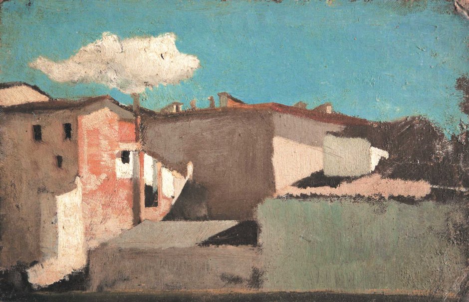 raffaello sernesi, tetti al sole, 1860 ca