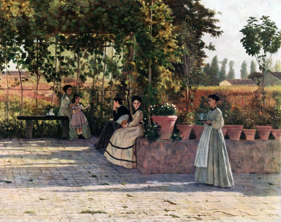 silvestro lega, il pergolato (o un dopo pranzo), 1868