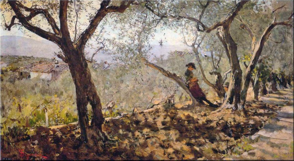 Telemaco Signorini, Fra gli ulivi a Settignano, 1885