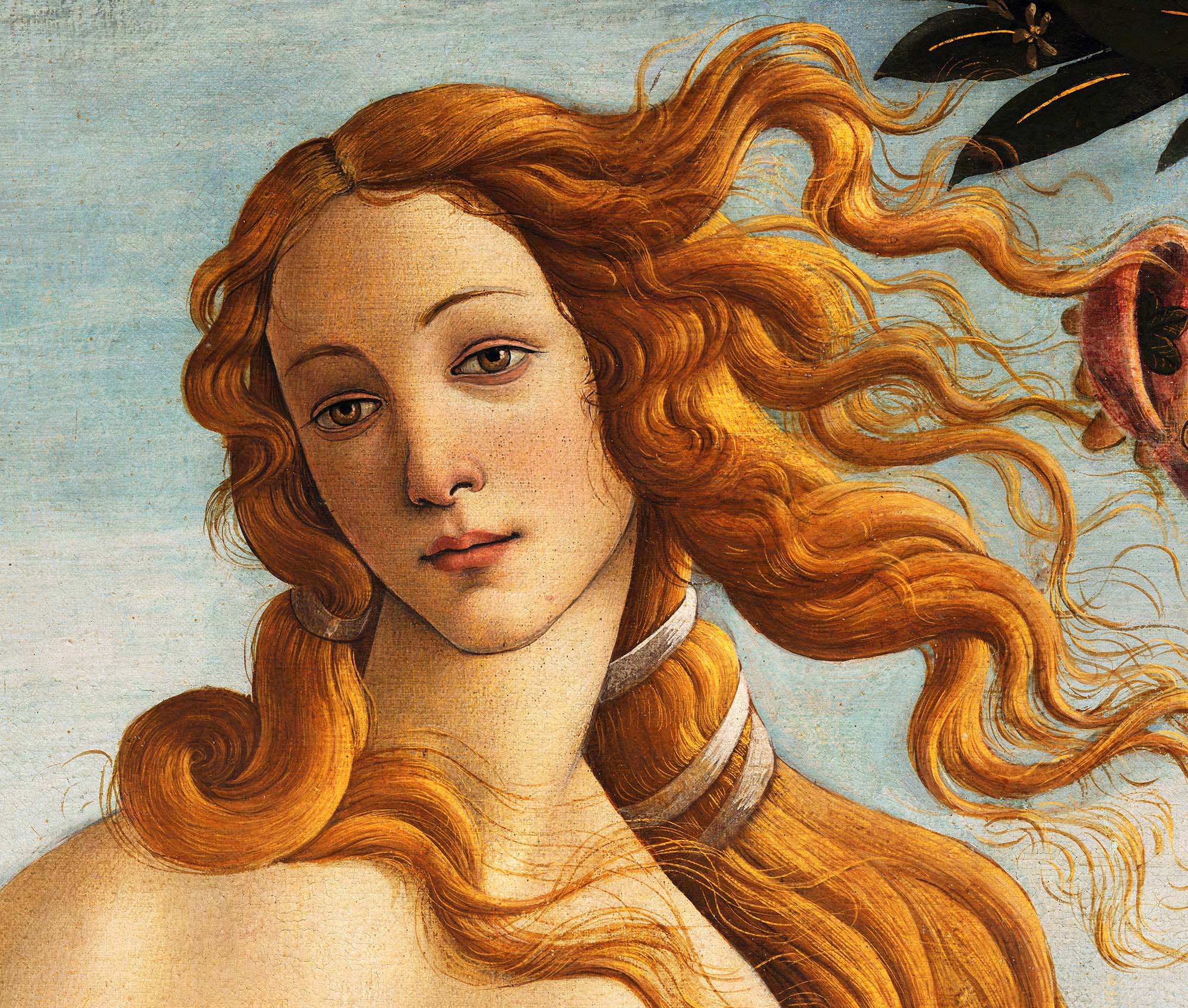 Sandro Botticelli, La nascita di Venere, 1483-85, dettaglio 7