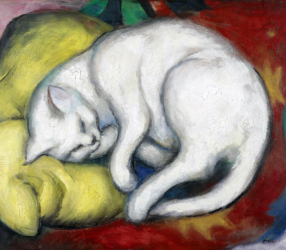 Franz Marc, Gatto su un cuscino giallo, 1912